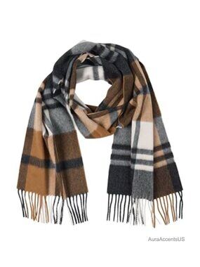 Merino Wool Patterned Scarf 70x10 Winter Neck Wrap